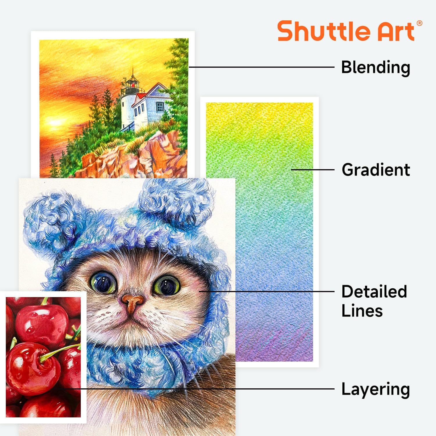 138 Colors Professional Colored Pencils, Shuttle Art Soft Core